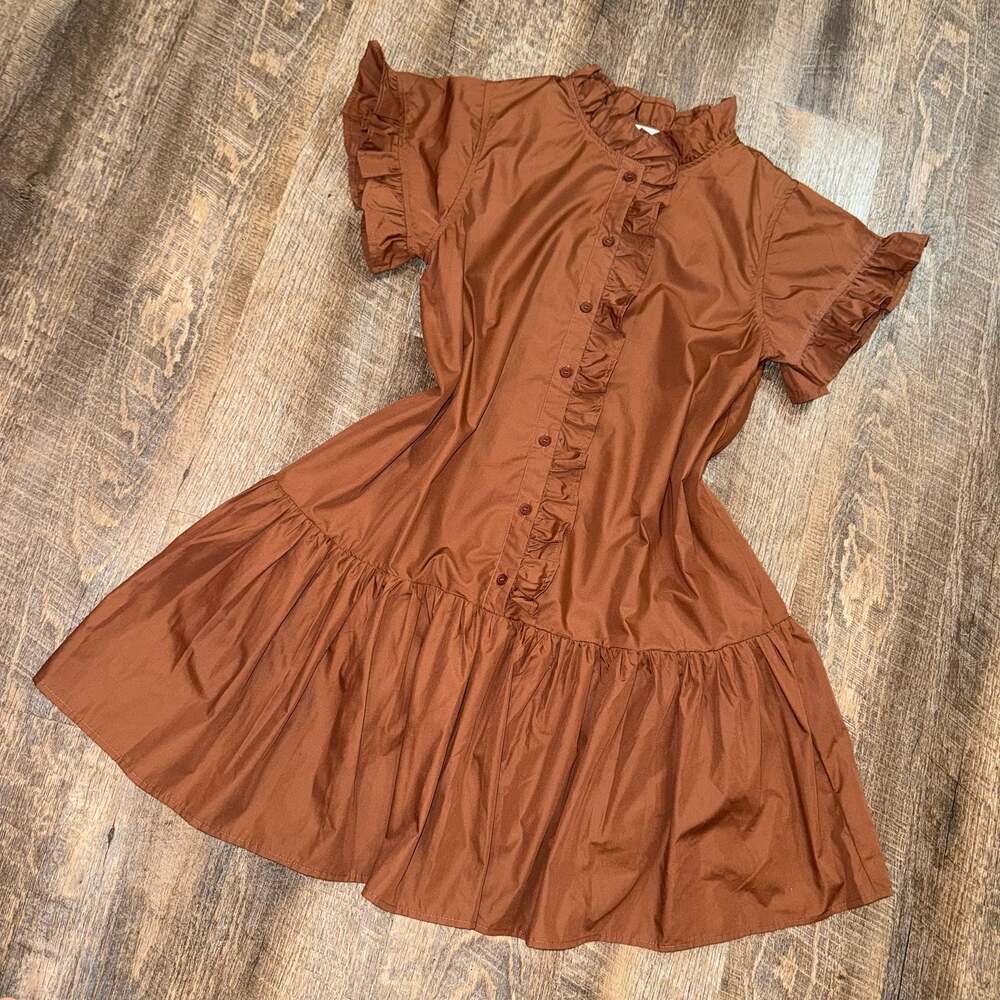 Entro Brown Ruffle Tiered Dress women’s small
